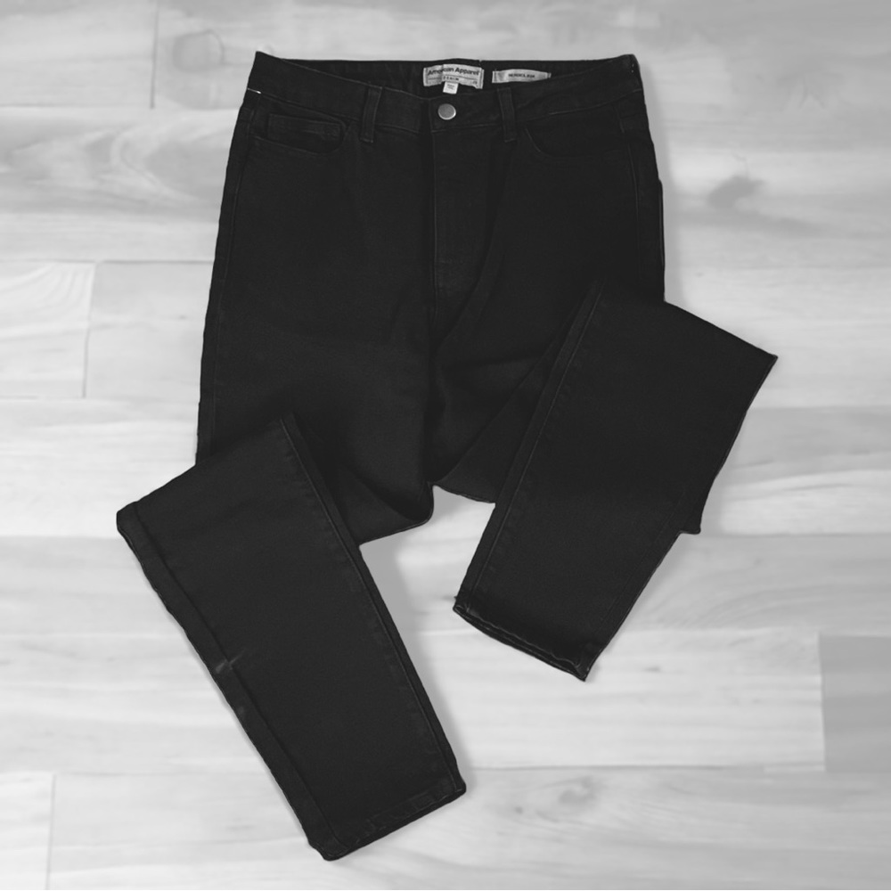 American Apparel Size 28 The Pencil Jeans Black High Waist Mom Jeans New
